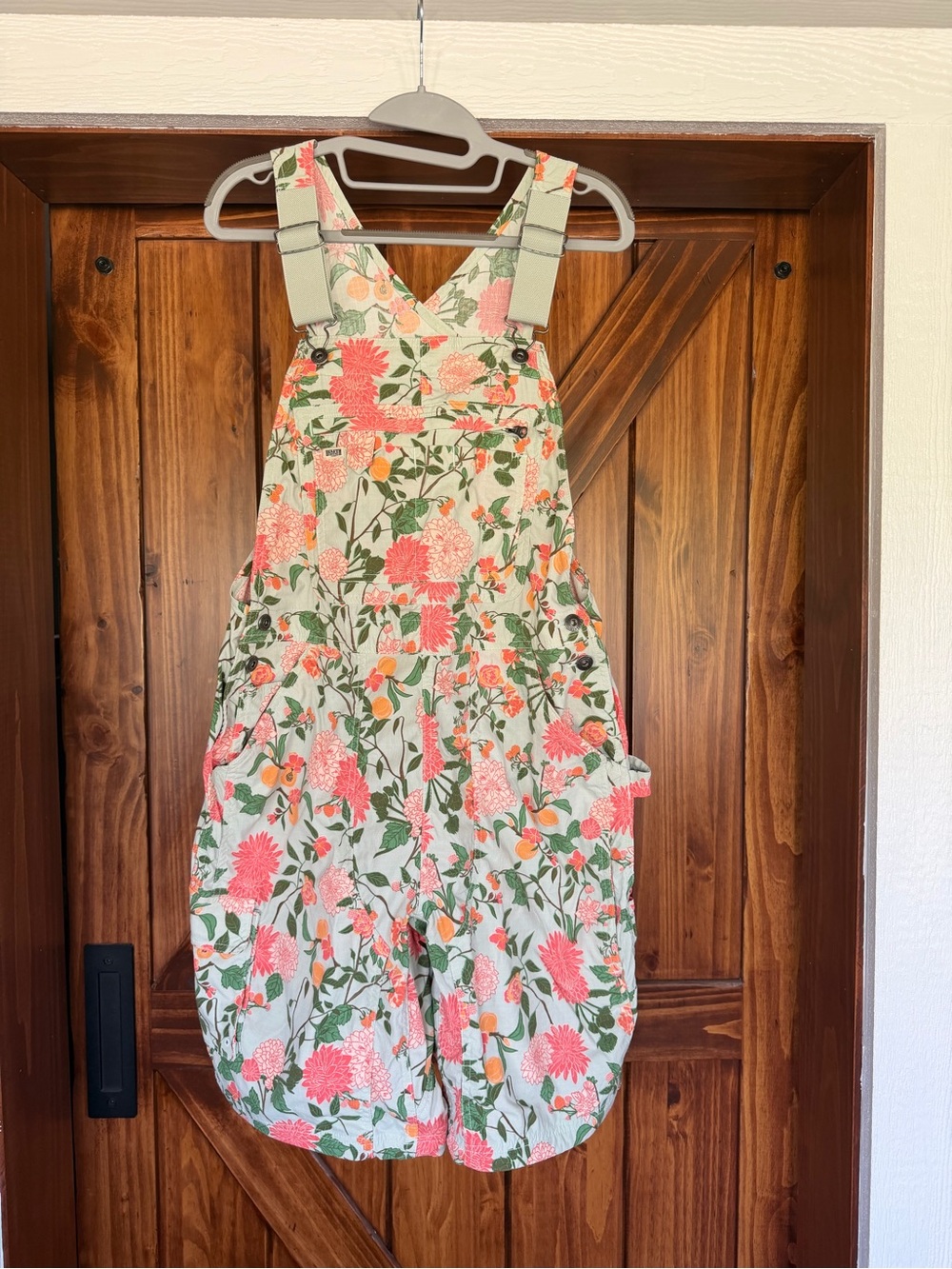 Duluth Trading Co. Heirloom Gardening Floral Short Overalls Retired Print Sz Med
